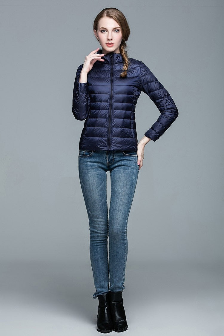 Winter Women's Stand Collar 90% White Duck Down Jacket Ultra Light Down Jackets Slim Long Sleeve Parkas Candy Color Jacket The Clothing Company Sydney