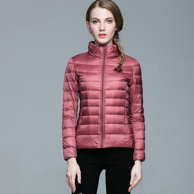 Winter Women's Stand Collar 90% White Duck Down Jacket Ultra Light Down Jackets Slim Long Sleeve Parkas Candy Color Jacket The Clothing Company Sydney