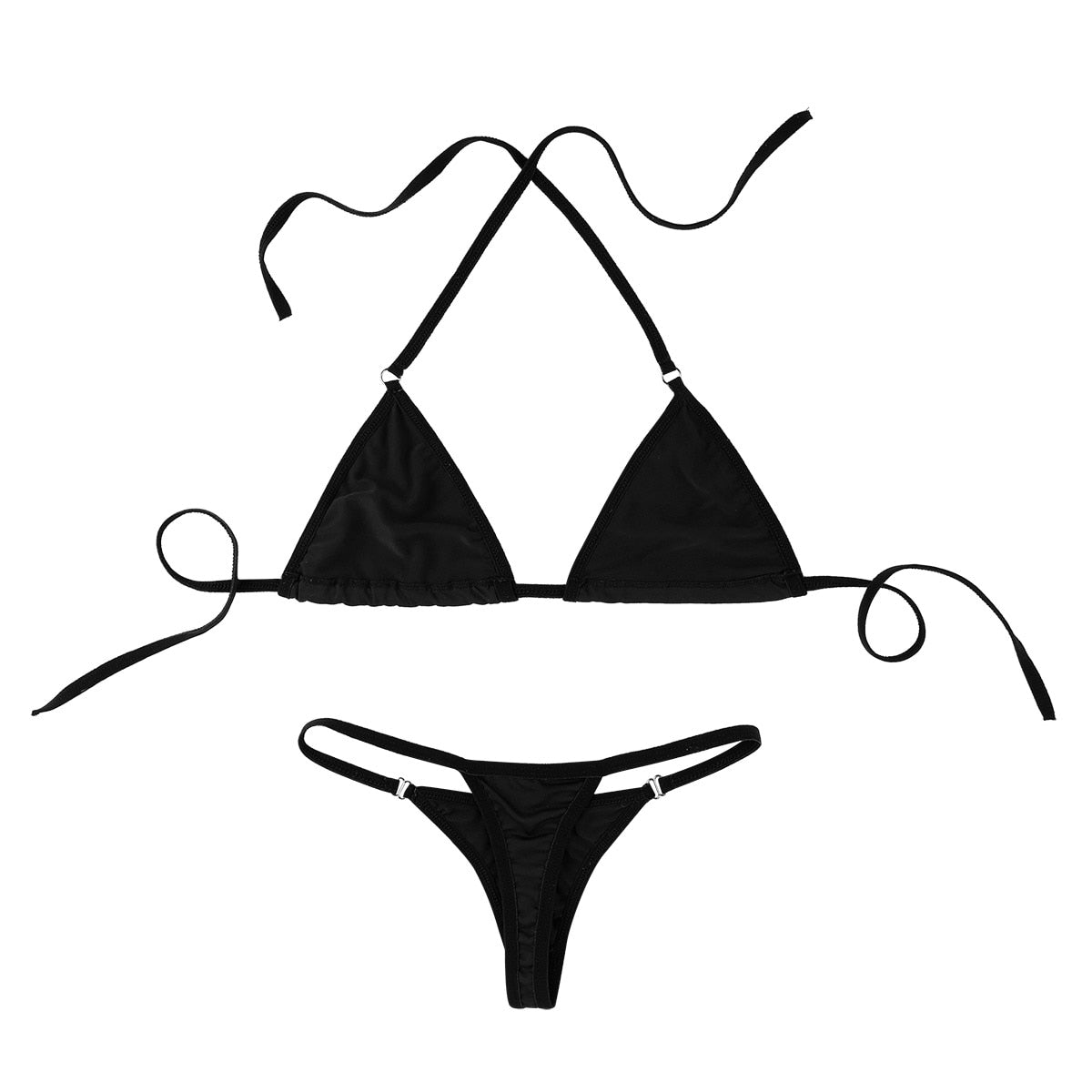 Solid color 2-piece lingerie bikini set with halterneck swimwear, micro bikini top and thong underwear, from The Clothing Company Sydney