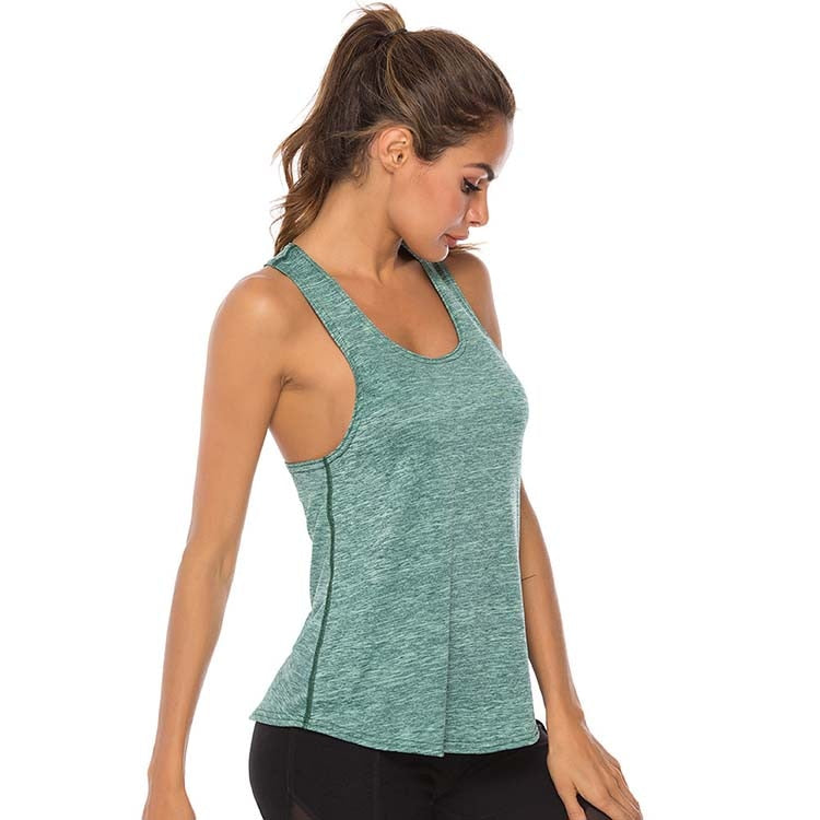 Women's sleeveless racerback running vest by The Clothing Company Sydney, athletic fitness sport tank top for gym and yoga.