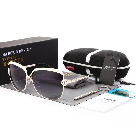 Polarized ladies sunglasses with gradient round and square lenses, luxury brand eyewear by The Clothing Company Sydney