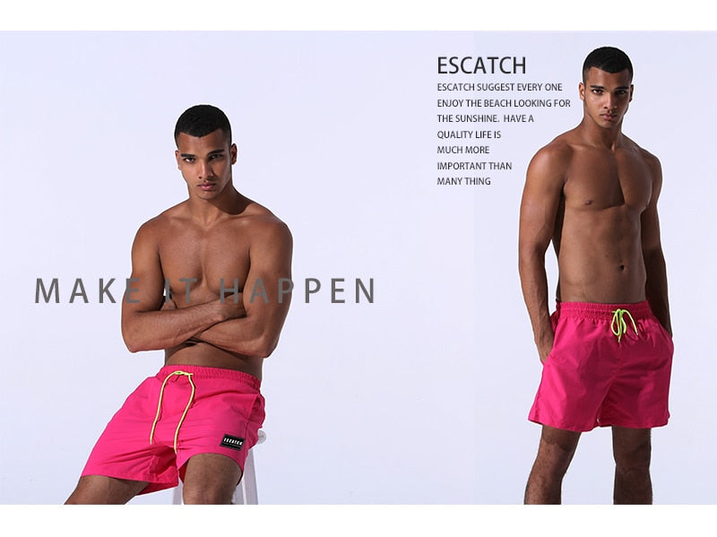 Men's swim shorts from The Clothing Company Sydney, lightweight beach board shorts with a vibrant pattern for swimming and surfing.