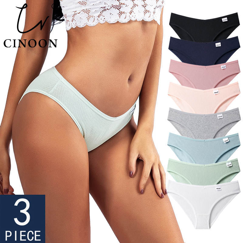3PCS/lot Cotton Panties Women Comfortable Underwear Sexy Low-Rise Underpants  Female Lingerie Big Size Ladies