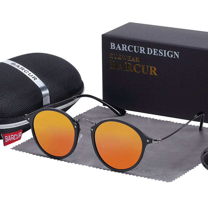 Aluminum magnesium vintage sunglasses with round polarized lenses for men and women, retro eyewear style by The Clothing Company Sydney