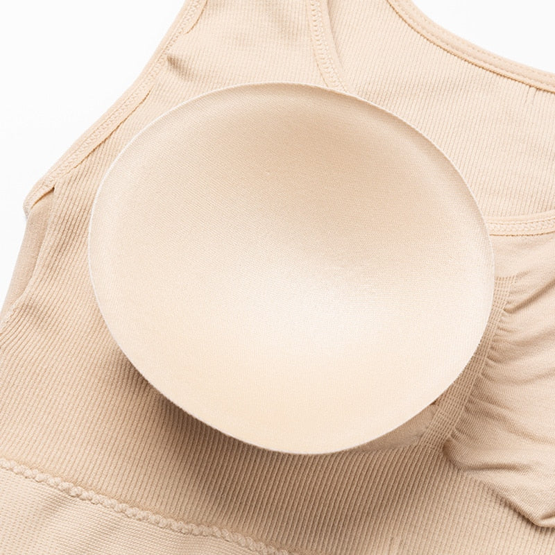 Shapewear tank top with built-in bra and wide straps, casual sleeveless camisole by The Clothing Company Sydney.