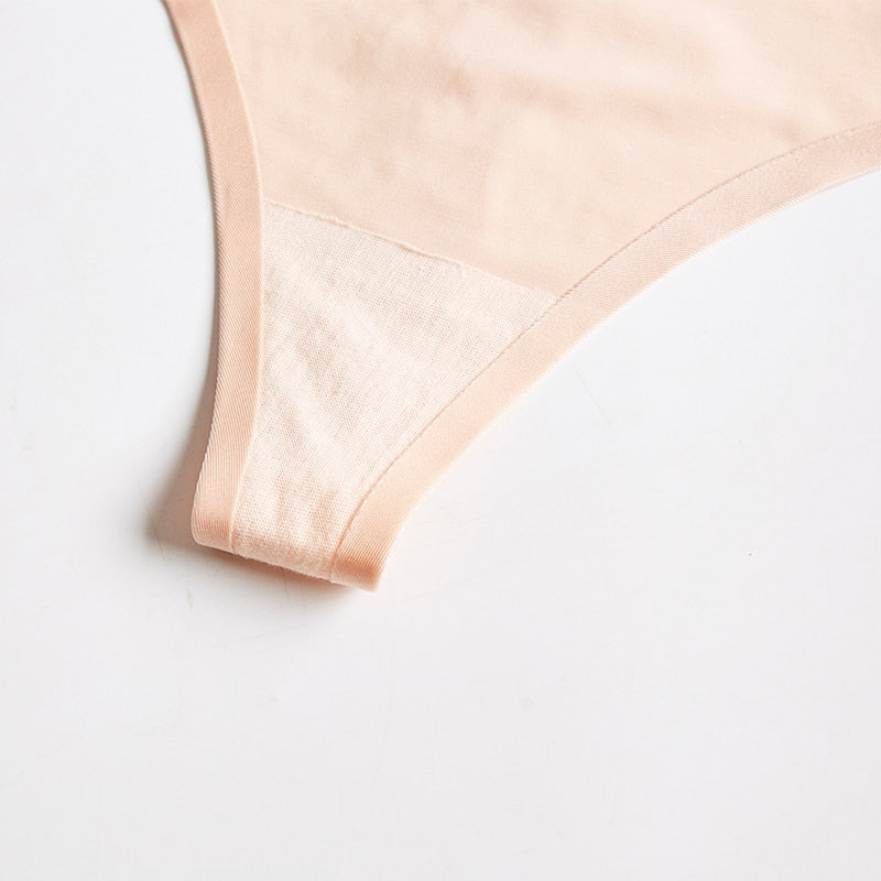 Three-pack of The Clothing Company Sydney seamless ice silk thong underwear featuring T-back G-string design for women.
