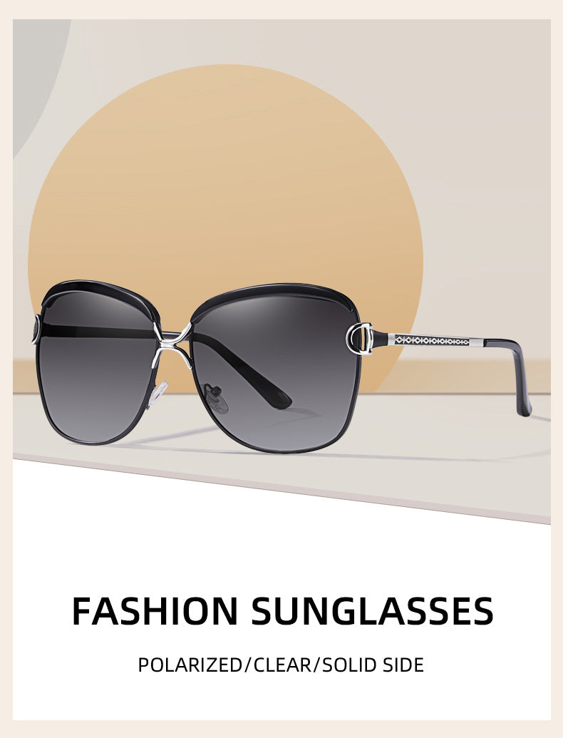 Polarized ladies sunglasses with gradient round lenses and square frame, luxury brand eyewear by The Clothing Company Sydney