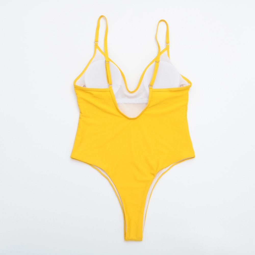 Solid one-piece swimsuit by The Clothing Company Sydney featuring high waist, push-up design, and stylish beach-ready swimwear.
