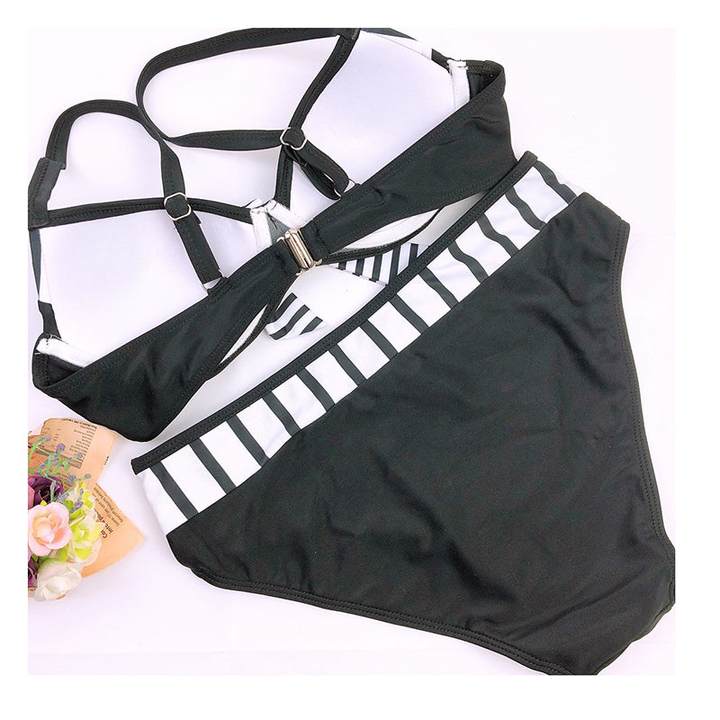 Black polka dot bikini swimsuit with padded push-up cups, stylish swimwear set by The Clothing Company Sydney.
