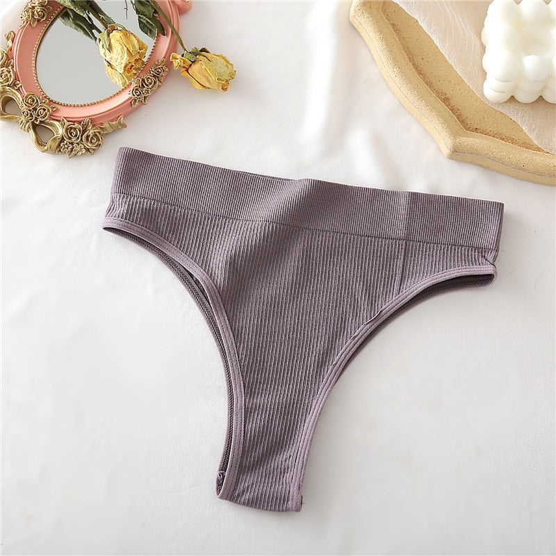 Two seamless women thong panties from The Clothing Company Sydney, made of comfortable cotton blend, shown on a neutral background.