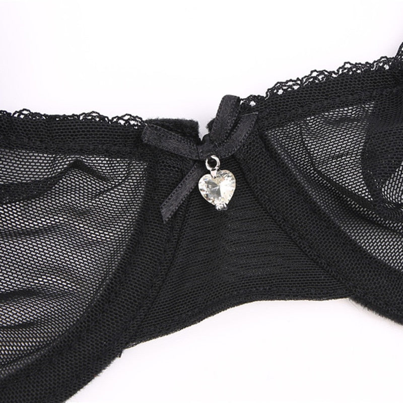 Ultra-thin lace lingerie set with transparent unlined bras and panties, plus size, by The Clothing Company Sydney.