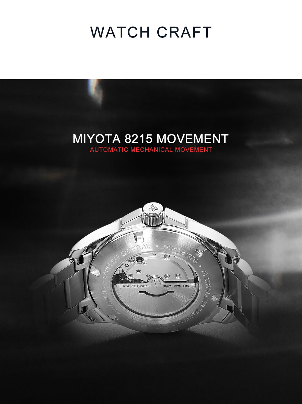 Cadisen New 39mm Men's Automatic Mechanical Watch Classic Retro 200m Waterproof Business Sports MIYOTA 8215 Watches The Clothing Company Sydney