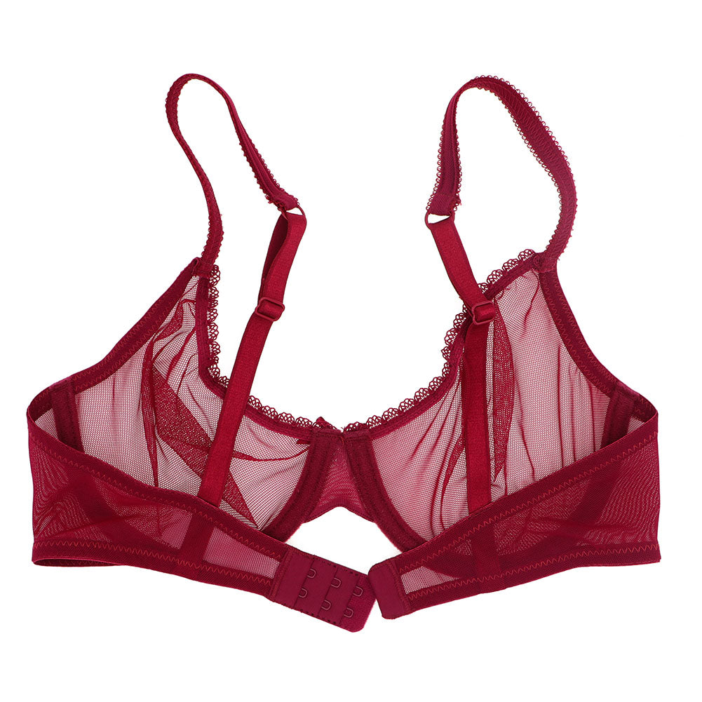 Ultra-thin transparent yarn lingerie set by The Clothing Company Sydney featuring bras, garters, thongs, and stockings.