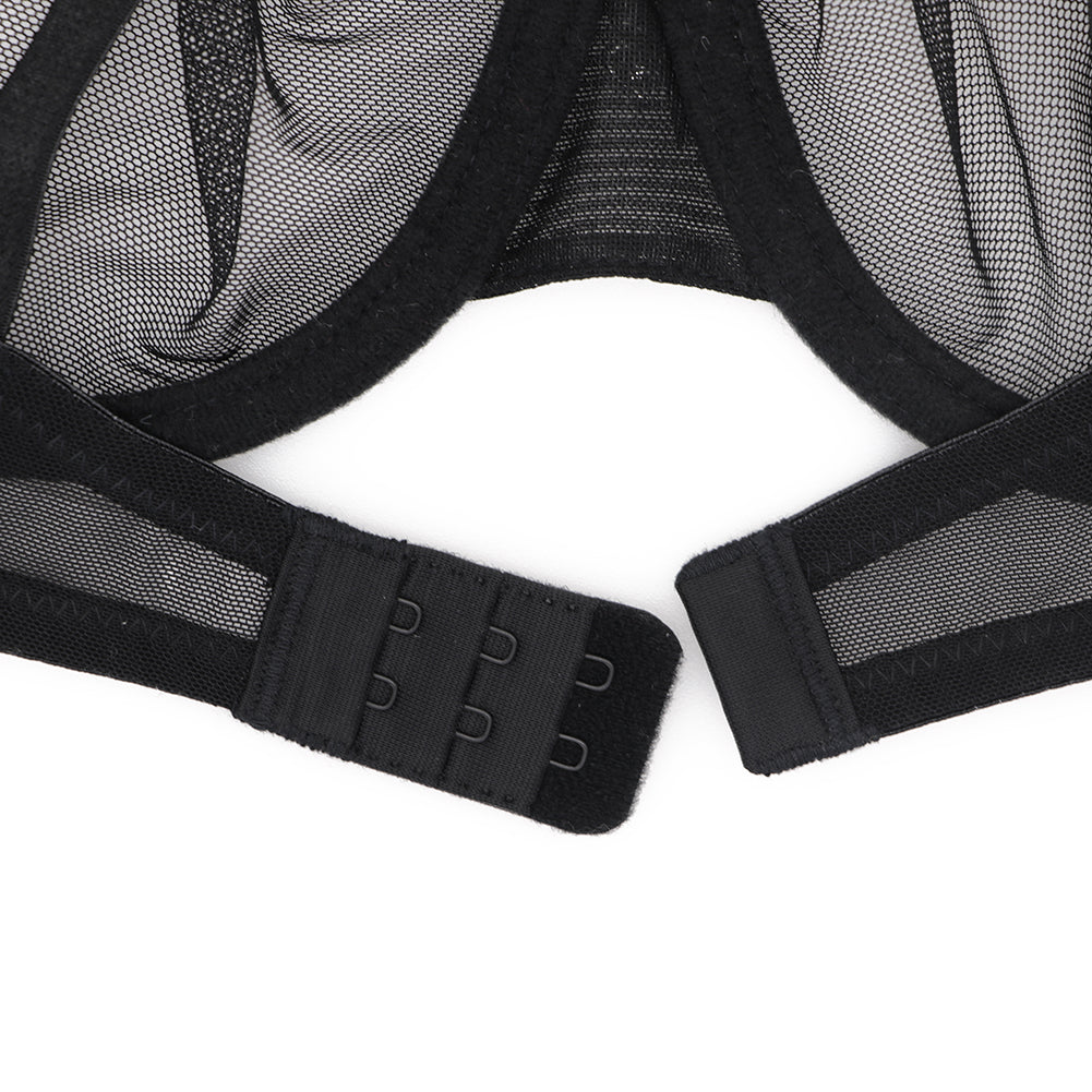 Ultra-thin transparent yarn lingerie set by The Clothing Company Sydney featuring bras, garters, thongs, and stockings.