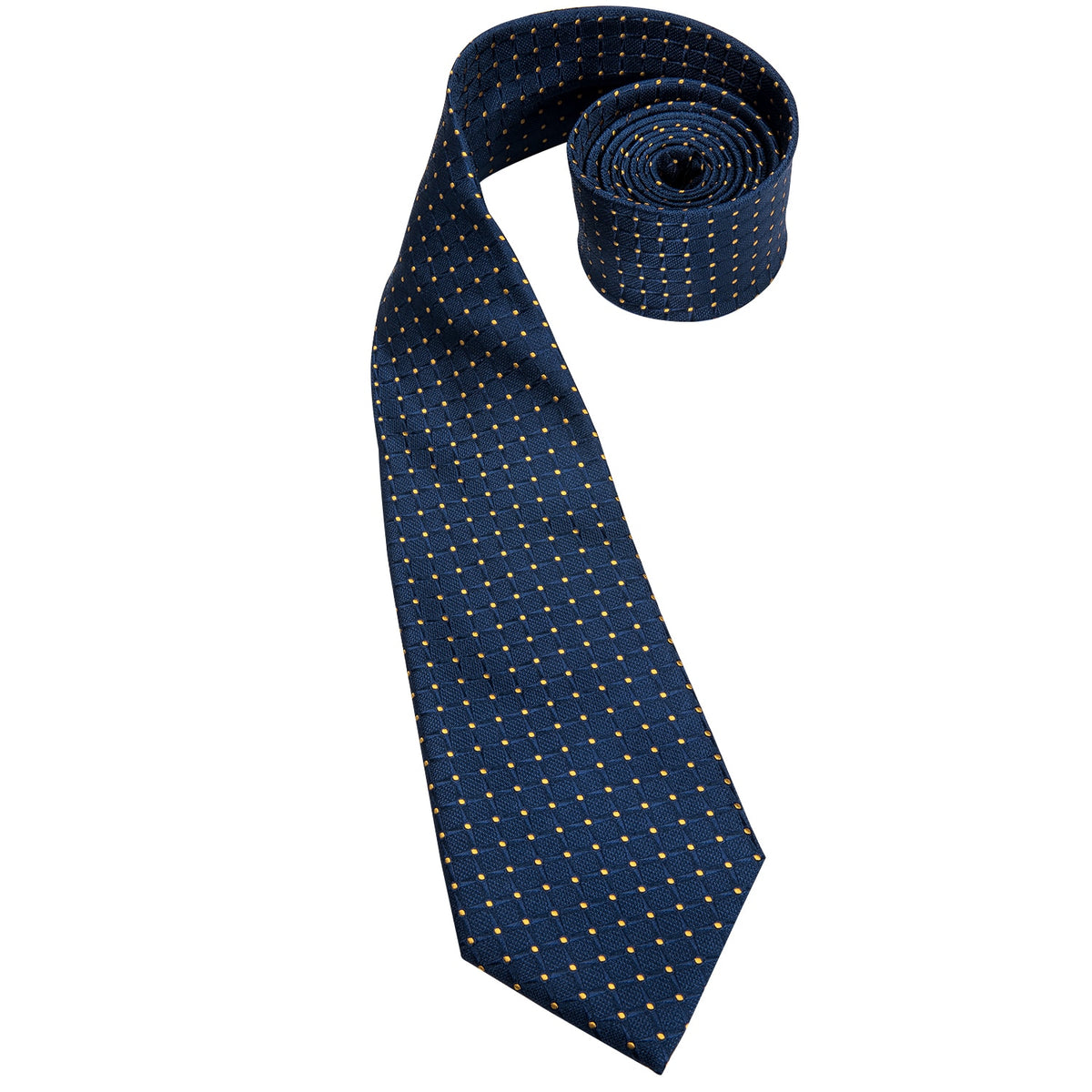 Blue silk men's business tie with dots, plaid design, and matching cufflinks, 150cm, from The Clothing Company Sydney.