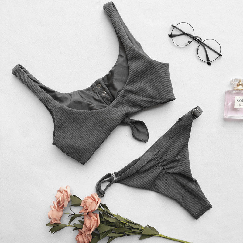 Brazilian bikini swimsuit by The Clothing Company Sydney with padded push-up top and matching two-piece design, suitable for swimming.