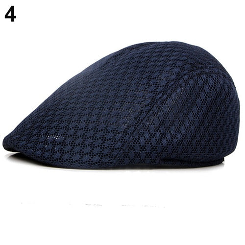 Cotton plaid flat cap by The Clothing Company Sydney, stylish newsboy style summer sun hat for men and women.