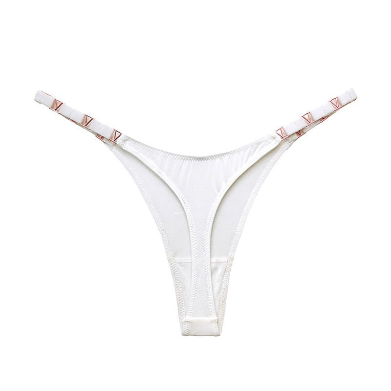 Seamless zebra flower thong underwear by The Clothing Company Sydney, low-rise luxury metal buckle G-string bikini for women.