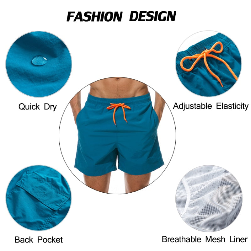 Men's swim shorts from The Clothing Company Sydney, featuring quick-dry fabric, suitable for beach, surfing, and swimming activities.