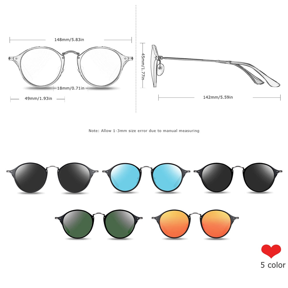 Vintage aluminum magnesium round sunglasses for men and women with polarized lenses, retro eyewear by The Clothing Company Sydney.