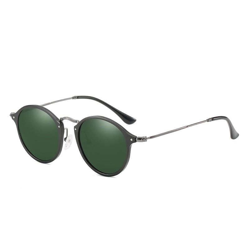 Vintage round aluminum magnesium sunglasses for men and women with polarized lenses, retro style from The Clothing Company Sydney.