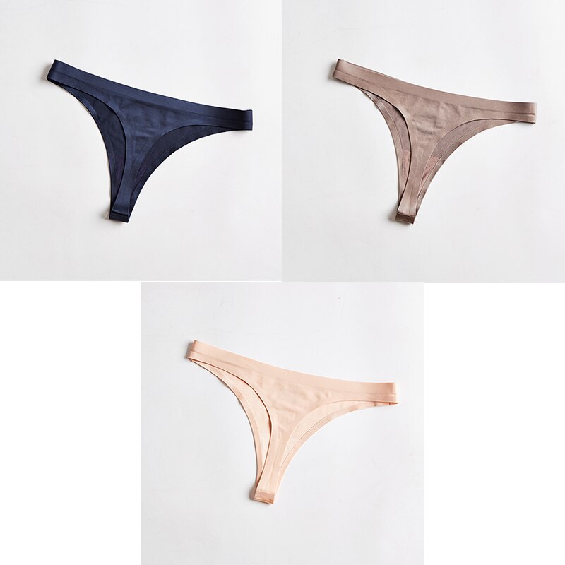 Three-pack seamless ice silk thong underwear set featuring T-back G-string style from The Clothing Company Sydney.