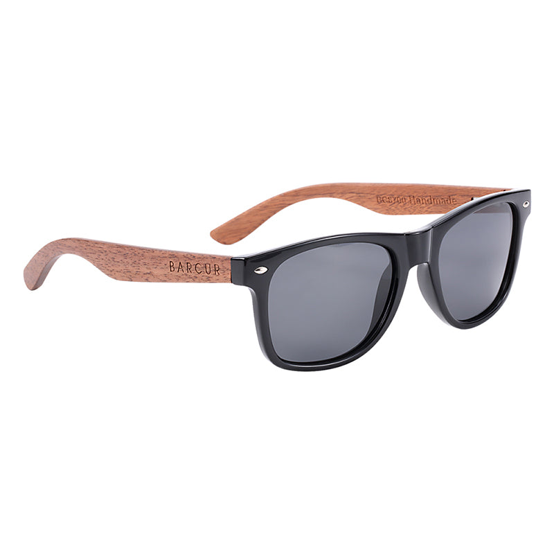 Black walnut wood designer polarized sunglasses for men with UV400 protection, showcasing stylish eyewear from The Clothing Company Sydney.