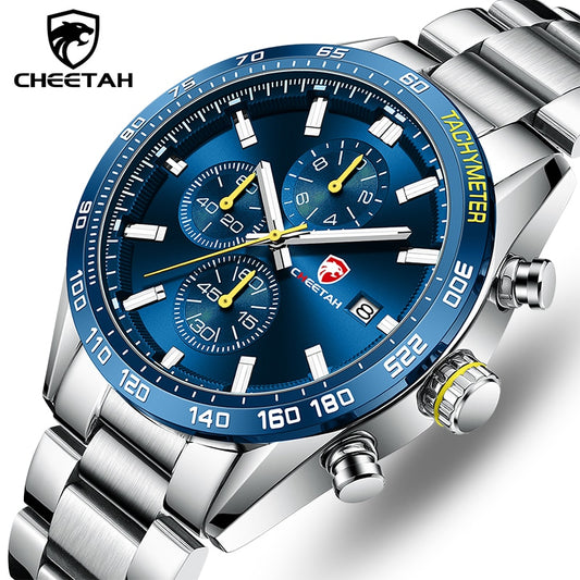 CHEETAH Men's Top Luxury Brand Stainless Steel Business Quartz Watches Chronograph Casual Sport Wrist Watches for Men The Clothing Company Sydney