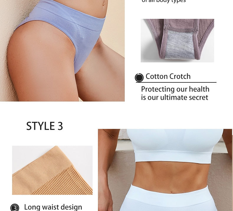 Two seamless women thong panties by The Clothing Company Sydney, made of cotton blend with comfortable bikini and G-string styles.
