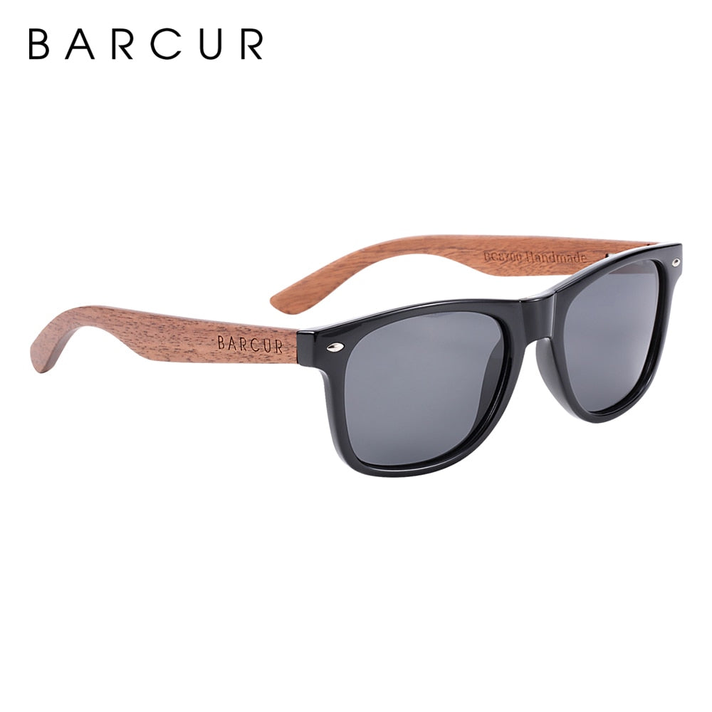 Black walnut wood designer polarized sunglasses for men with UV400 protection, featuring stylish eyewear from The Clothing Company Sydney.