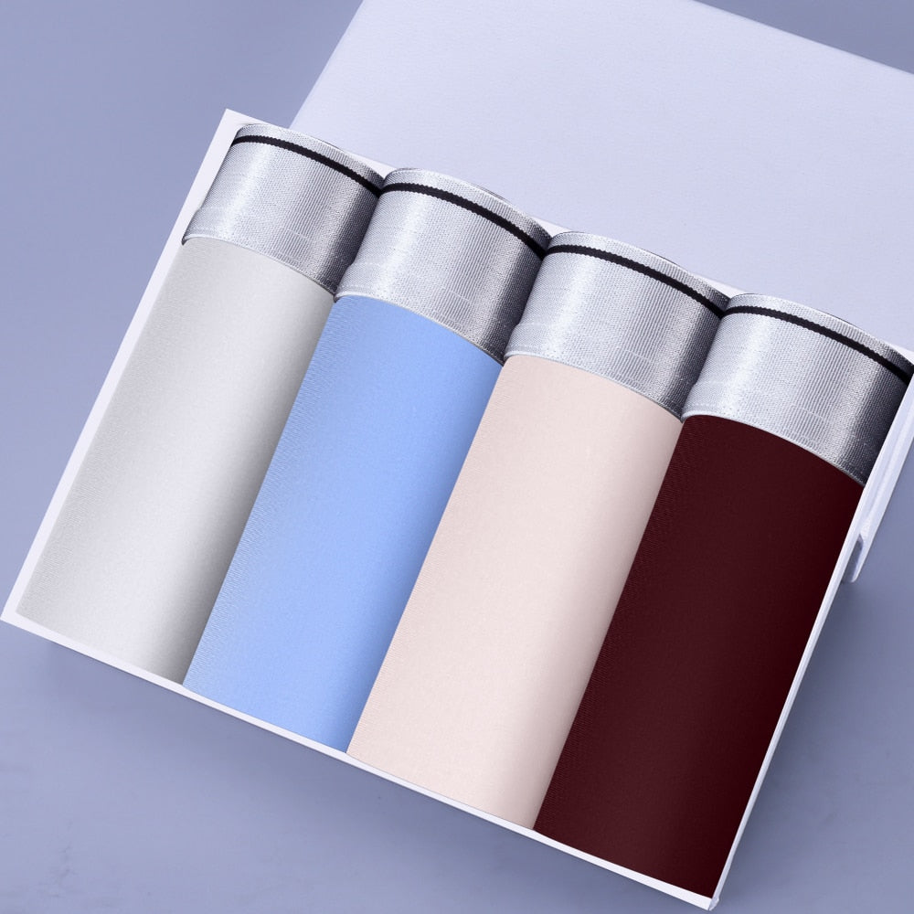 Four pairs of men's breathable boxer briefs from The Clothing Company Sydney, featuring antibacterial, graphen-enhanced fabric.