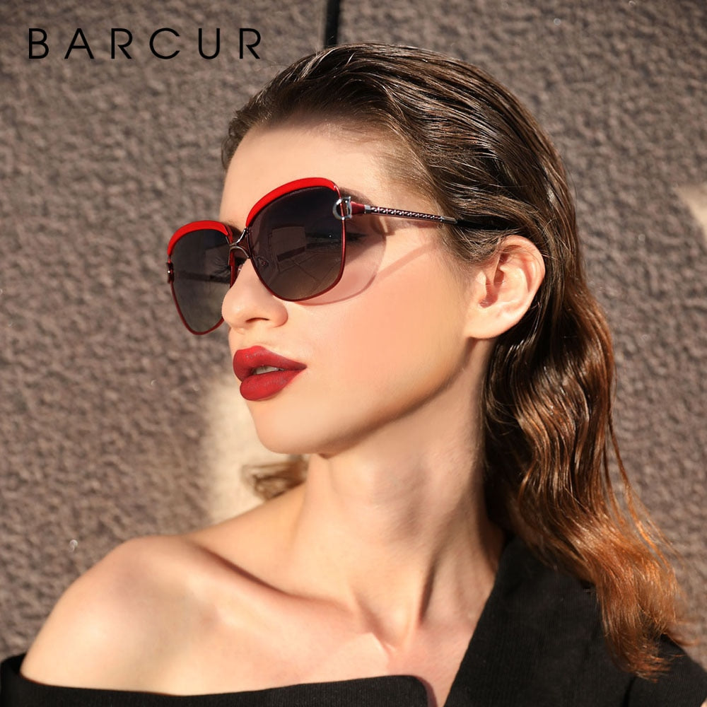 Polarized ladies sunglasses with gradient round and square lenses, luxury brand eyewear from The Clothing Company Sydney
