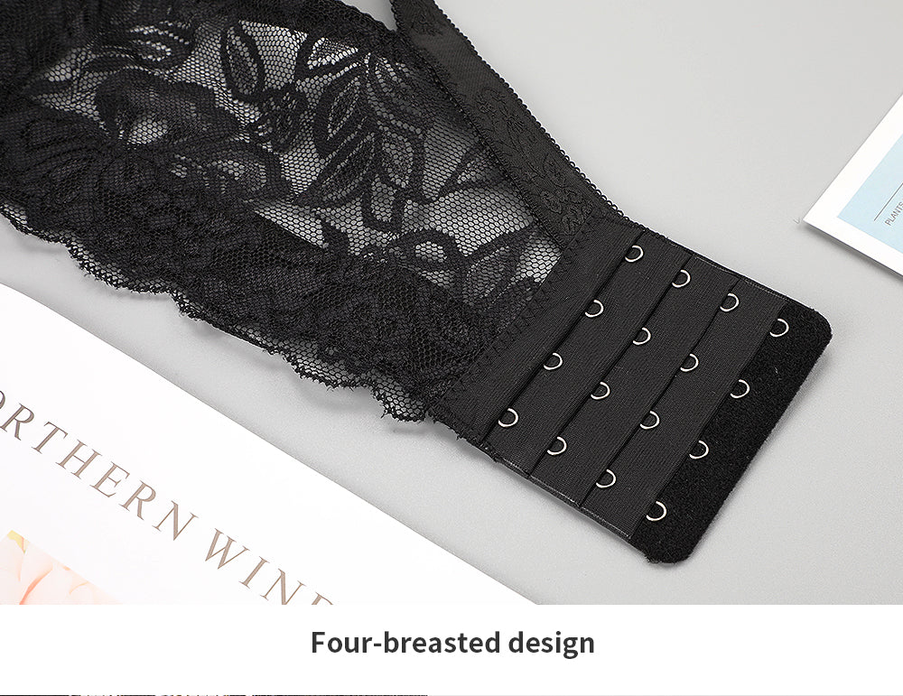 Seamless plus size lace push-up bra by The Clothing Company Sydney, backless bralette lingerie with adjustable straps.