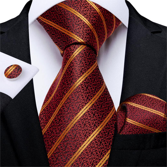 Designer Wedding Men's Tie Red Solid Striped Paisley Neckties For Men Business Hanky Cufflinks Tie Set The Clothing Company Sydney