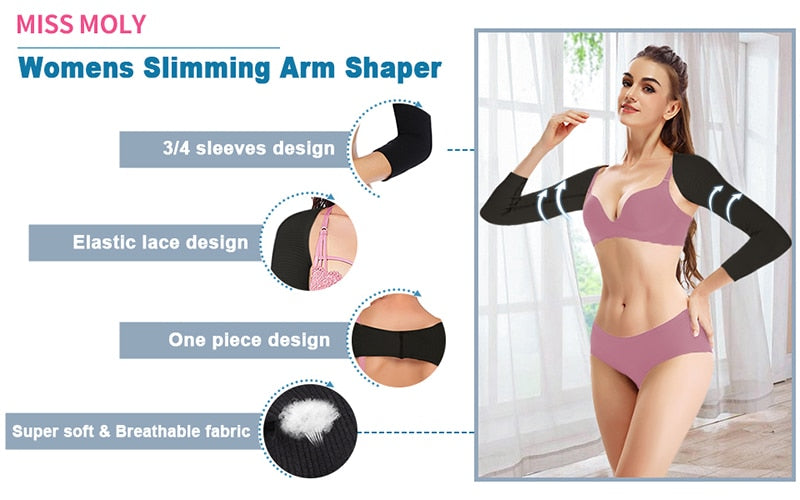 The Clothing Company Sydney arm shaper back support shapewear with shoulder correction and anti-cellulite design, worn under clothing.