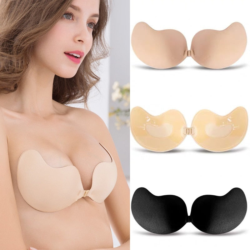 Silicone strapless backless super push-up adhesive bra for women, plus size, non-slip, invisible, by The Clothing Company Sydney.