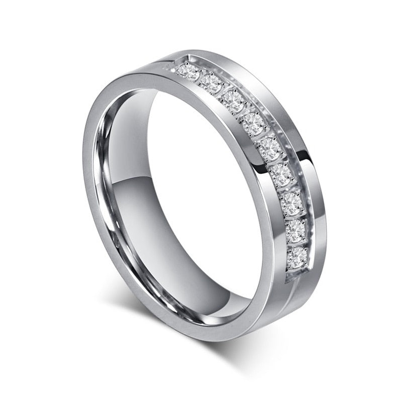 Gold-tone stainless steel wedding band bracelet for couples, featuring cubic zirconia accents, from The Clothing Company Sydney.