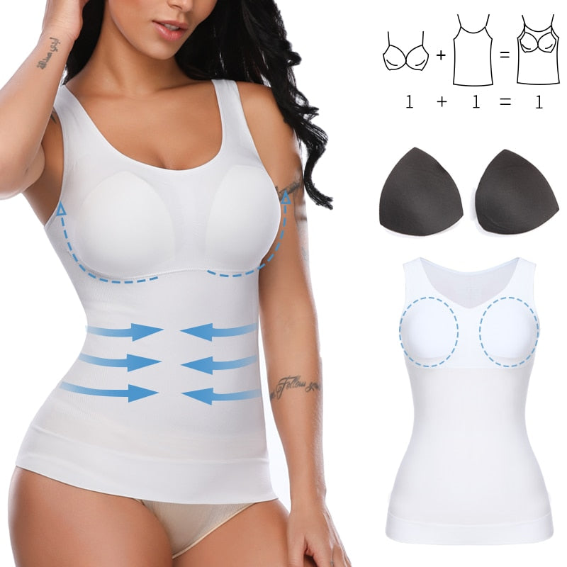 Padded shapewear compression camisole from The Clothing Company Sydney, designed for tummy control and waist shaping.