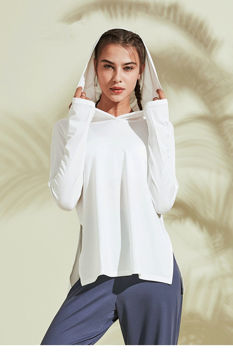  Women Back Forked Yoga Shirt Long Sleeve Thumb Hole