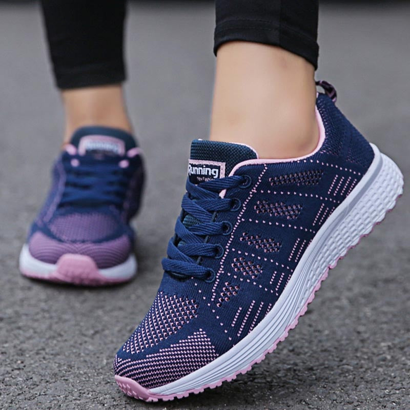 Breathable women's lace-up platform sneakers with vulcanized sole by The Clothing Company Sydney, showcasing stylish footwear design.