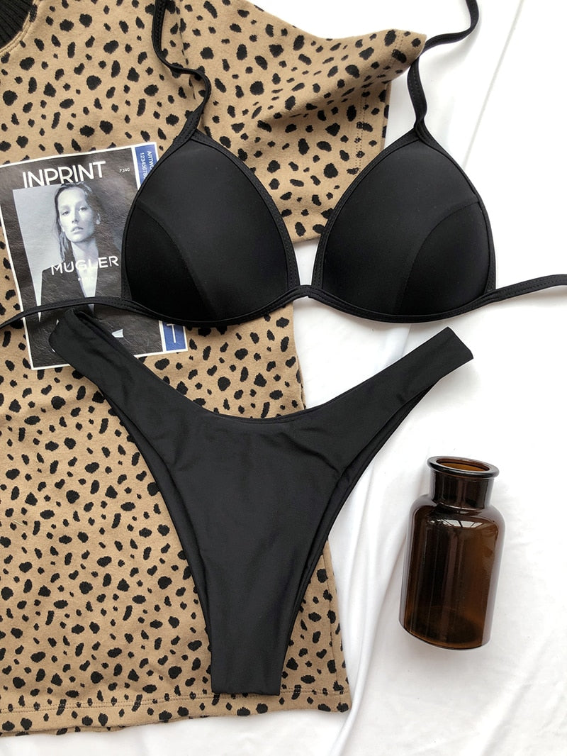 Two-piece swimwear bikini set by The Clothing Company Sydney, featuring a micro bikini design with push-up cups for beachwear.