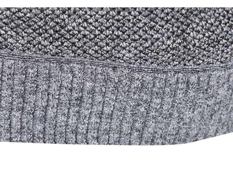Men's winter fleece sweater by The Clothing Company Sydney, slim fit turtleneck pullover with half zipper and knitted texture.