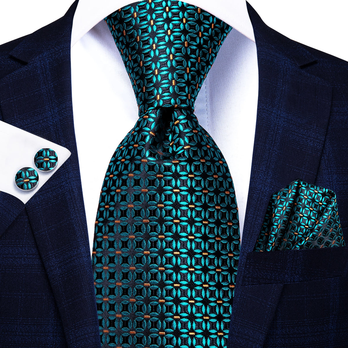 Three men's silk neckties from The Clothing Company Sydney featuring solid paisley patterns, suitable for formal occasions.