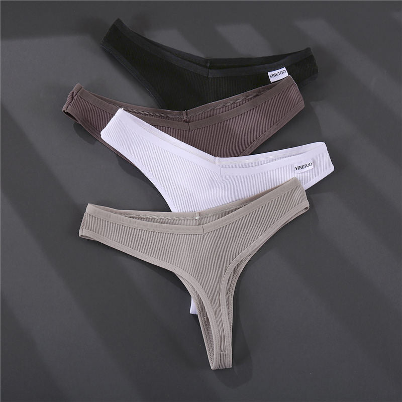 Three cotton G-string panties in solid colors from The Clothing Company Sydney, comfortable lingerie briefs for women.