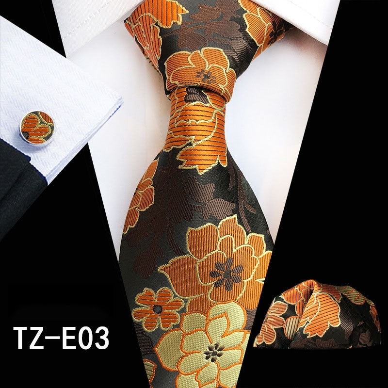 Red and green floral silk tie set with matching handkerchief and cufflinks, stylish men's accessories by The Clothing Company Sydney