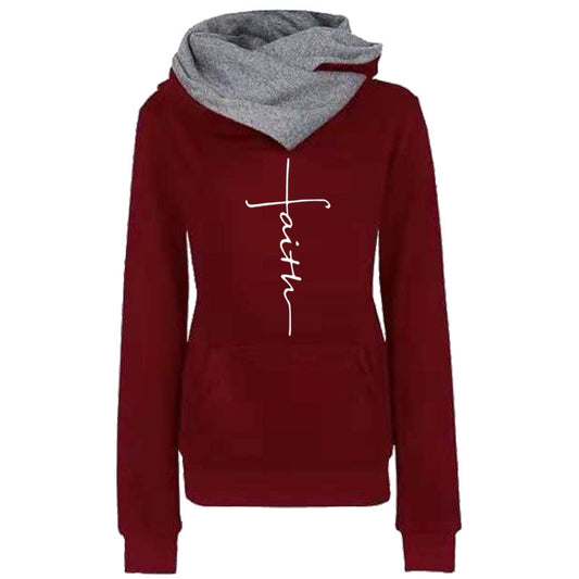 Autumn Winter Hoodies Sweatshirts Faith Embroidered Sweatshirt Long Sleeve Pullovers Casual Warm Hooded Top The Clothing Company Sydney