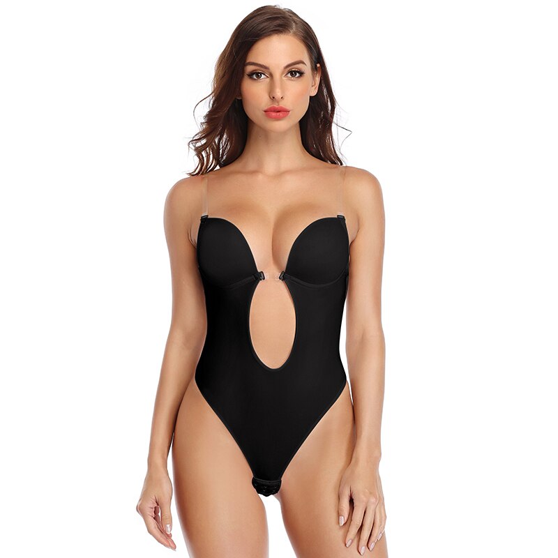 Women's backless shapewear bodysuit by The Clothing Company Sydney featuring lace, plunge neckline, strapless design, ideal for weddings.