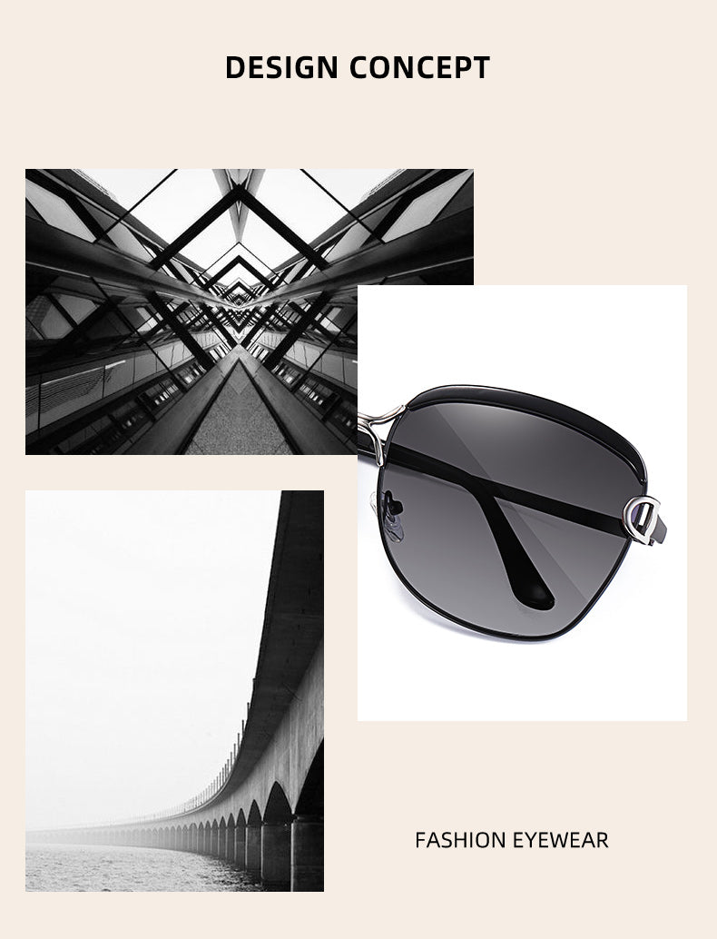 Polarized ladies sunglasses with gradient round lenses in square style, luxury brand eyewear from The Clothing Company Sydney.