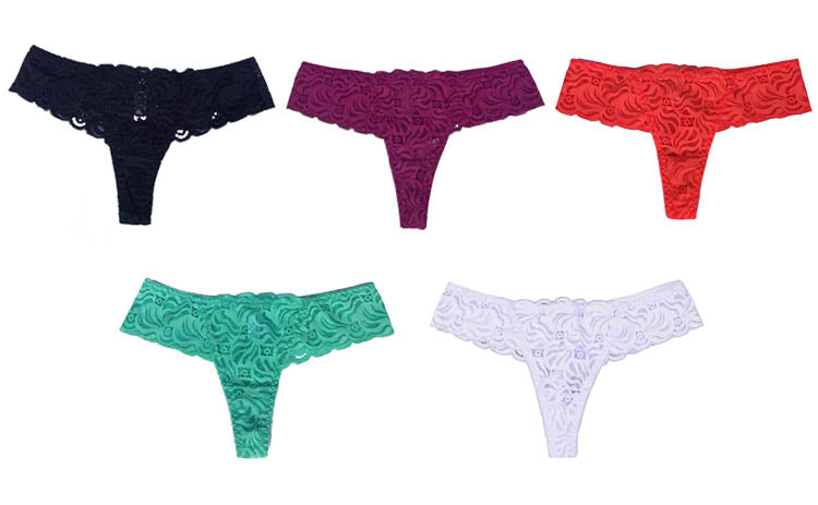 Breathable lace low-waist briefs with embroidery, transparent G-string underwear, stylish lingerie by The Clothing Company Sydney.