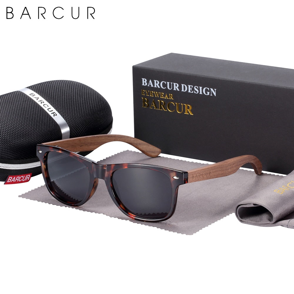 Black Walnut wood designer polarized sunglasses for men with UV400 protection, stylish eyewear by The Clothing Company Sydney